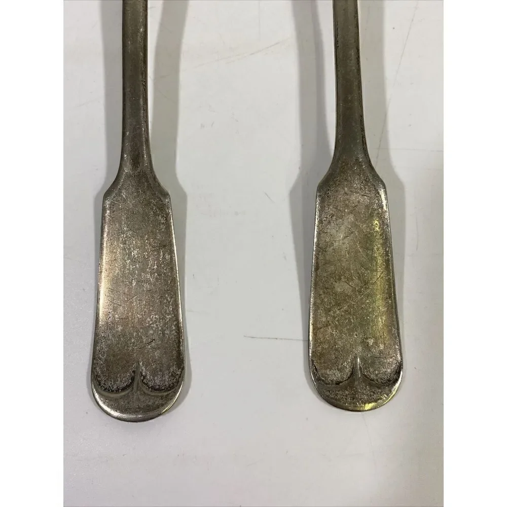 Vintage Rogers Silverplate Serving Spoon Set (2) Tipped Pattern Anchor AA 8”‎
